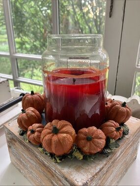 RUSTIC Orange Pumpkin Ring Jar/Pillar Candle Holder